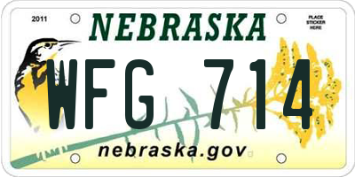 NE license plate WFG714