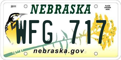 NE license plate WFG717