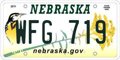 NE license plate WFG719