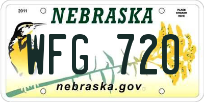NE license plate WFG720