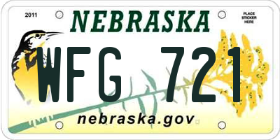 NE license plate WFG721