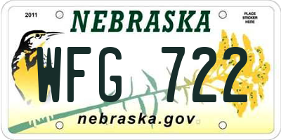 NE license plate WFG722
