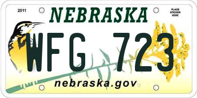 NE license plate WFG723