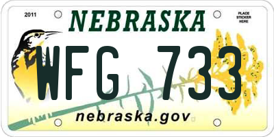 NE license plate WFG733