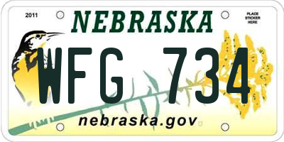 NE license plate WFG734