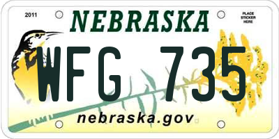 NE license plate WFG735