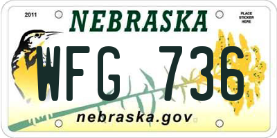 NE license plate WFG736