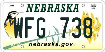 NE license plate WFG738
