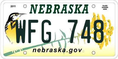 NE license plate WFG748