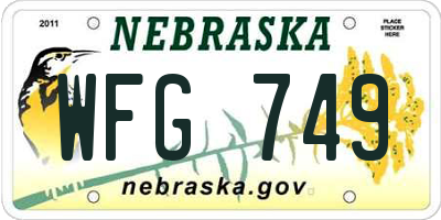 NE license plate WFG749