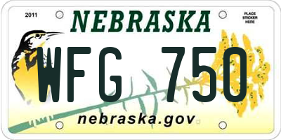 NE license plate WFG750