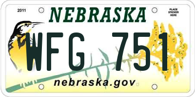 NE license plate WFG751