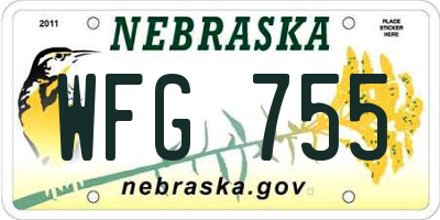 NE license plate WFG755