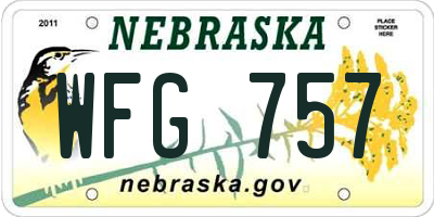 NE license plate WFG757