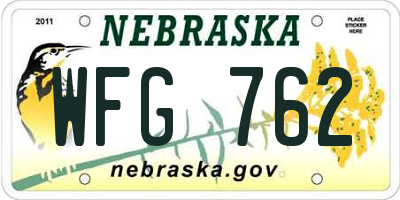 NE license plate WFG762