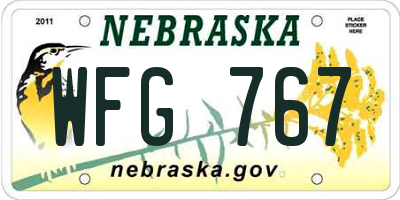 NE license plate WFG767
