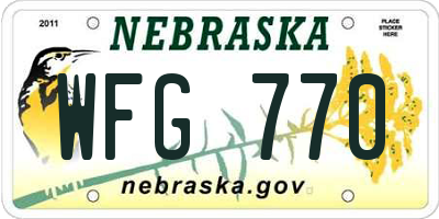 NE license plate WFG770