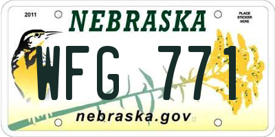 NE license plate WFG771