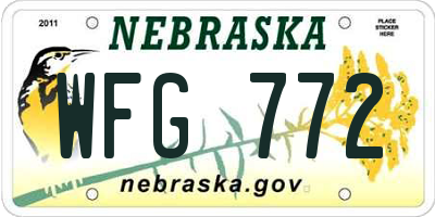 NE license plate WFG772