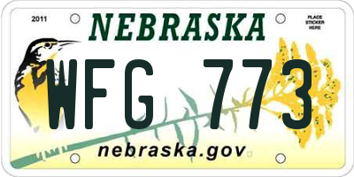NE license plate WFG773