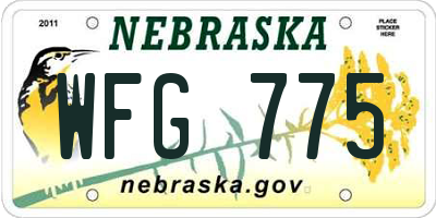 NE license plate WFG775