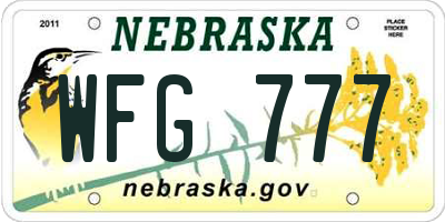NE license plate WFG777
