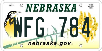NE license plate WFG784
