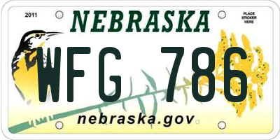 NE license plate WFG786
