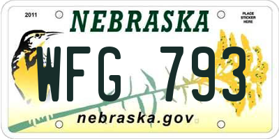 NE license plate WFG793