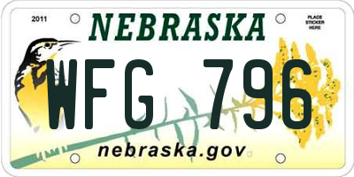 NE license plate WFG796