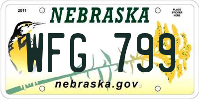 NE license plate WFG799