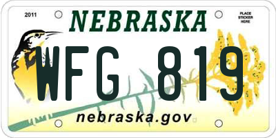 NE license plate WFG819