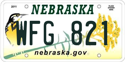 NE license plate WFG821