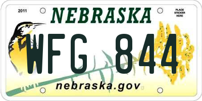 NE license plate WFG844