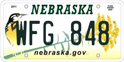 NE license plate WFG848