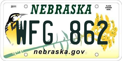 NE license plate WFG862