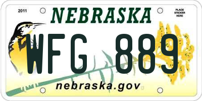 NE license plate WFG889