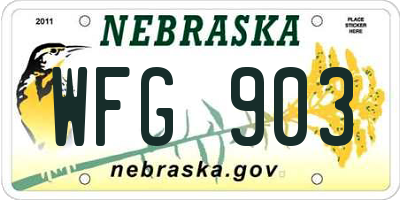 NE license plate WFG903