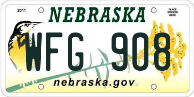 NE license plate WFG908
