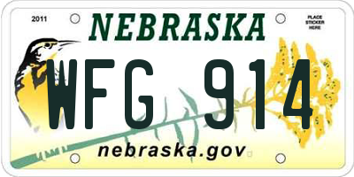 NE license plate WFG914