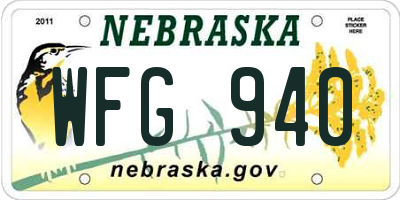 NE license plate WFG940