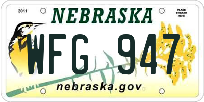 NE license plate WFG947