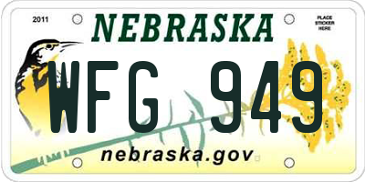 NE license plate WFG949