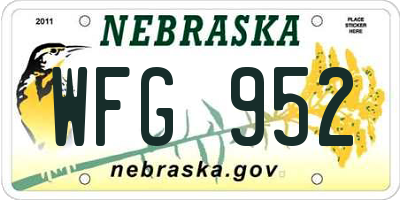 NE license plate WFG952