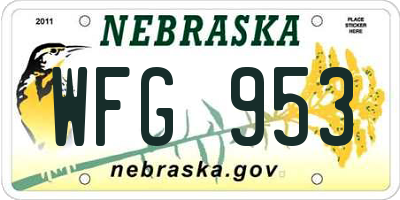 NE license plate WFG953