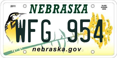 NE license plate WFG954