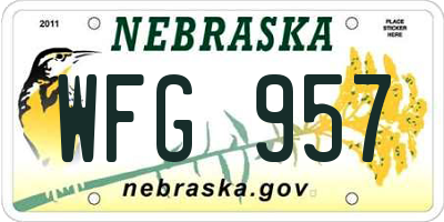 NE license plate WFG957