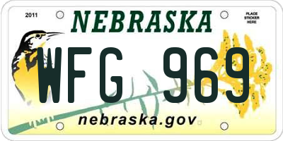 NE license plate WFG969