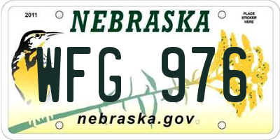 NE license plate WFG976