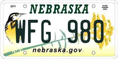 NE license plate WFG980